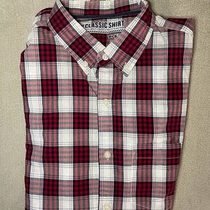 Old Navy Red plaid dress shirt slim fit Medium